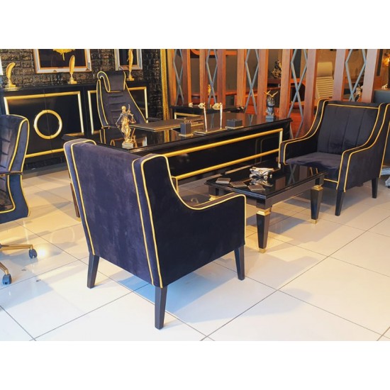 Black Office Table Set